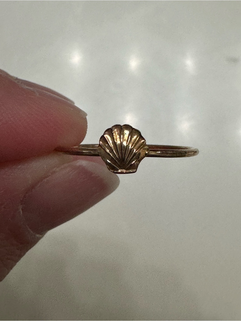 14k Gold-Filled Shell Ring Minimalist Stacking Hawaii Jewelry 8.75